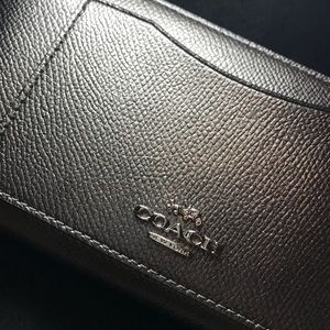 Coach metallic silver snakeskin wallet